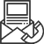 Symbole d'un courrier sortant d'une enveloppe et d'un combiné téléphonique